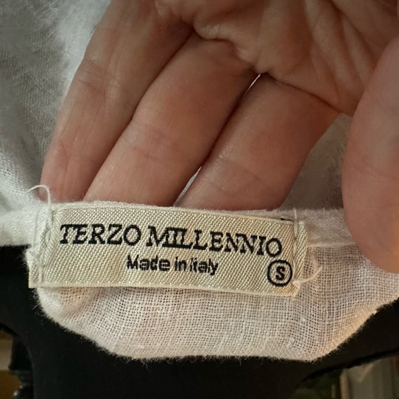 Women’s Terzo Millennio Made in Italy White Linen Blouse Top Size Small - Picture 8 of 9